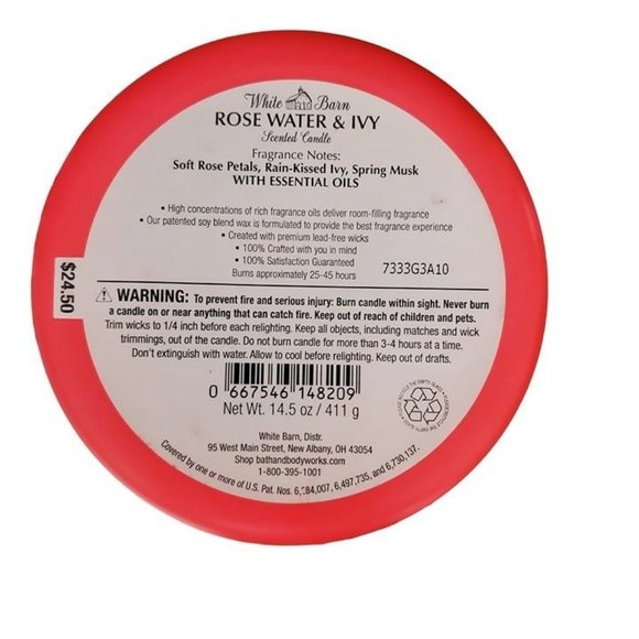 *NEW* White Barn 3 Wick‎ Candle Scent Rose Water & Ivy, 14.5 OZ - Picture 4 of 4